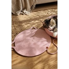 Reyo Pet El Yapımı Oyuncaklı Kedi Tırmalama Matı %100 Pamuk Ipli Pembe
