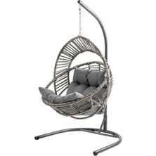 Odea Minderli Oval Lounge Açık Kahve Rattan Bahçe Koltuğu, Rahat Dış Mekan Kullanımı