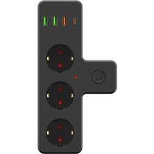 Odea Termal Akım Korumalı 3'lü Duvar Priz ve USB Girişi