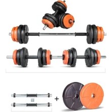 Odea Multifonksiyonel Halter ve Dambıl Seti - Turuncu ve Siyah Renk