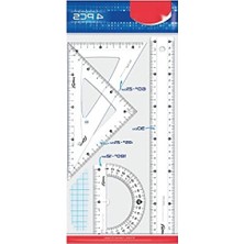 Odea 4'lü Çizim Araçları Seti - 30 cm Cetvel, 2 Üçgen, Açı Ölçer