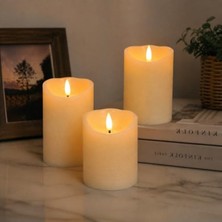 Odea 3'lü LED Mum Seti Gerçek Alev Efektli Dekoratif Mumlar