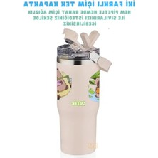 Odea Diller 950ML Sevimli Kapibara Tumbler Pipetli/pipetsiz Kullanım Kulplu Paslanmaz Çelik Capybara Termos