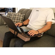 Odea Antik Meşe Desenli Laptop Sehpası - Telefon ve Tablet Bölmeli