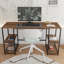 Odea Modern Çalışma Masası - Kitaplıklı ve Ceviz-Siyah Tasarım