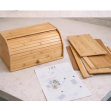 Odea Doğal Bambu Demonte Ekmeklik, Ekmek Kutusu, Kayar Kapaklı, Geniş Hacimli, 38 x 23 x 19 cm