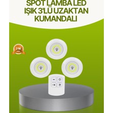 Uzaktan Kumandalı 3 Lü Kablosuz LED Spot Lamba Seti Yapışkanlı Pratik Kullanım - Lisinya