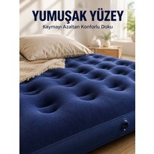 Dış Mekan Şişme Yatak Çift Kişilik Flokeli Yüzey Konforlu Kullanım - Lisinya