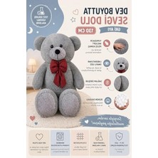 Odea Büyük Boy Gri Peluş Ayıcık, Sevimli ve Sarılmalık Hediye Seçeneği