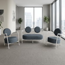 Azra Mobilya Venüs 2+1+1 Soft Kumaş Ofis & Büro Iş Yeri Bekleme Koltuğu Takımı – Beyaz Metal Iskelet - Antrasit