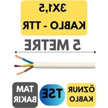 Odea 5 Metre Uzunluğunda Beyaz Ttr Kablo, 3x1.5 Mm² Kesit