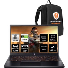 Acer Nitro V15 ANV15-52 I7 13620H Rtx 5050 8gb 75W 40GB Ram 256GB SSD 15.6" Fhd (1920X1080) 165Hz Freedos NHQZ7EY005P337 Gaming Laptop + Per4 Çanta