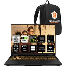 Asus Tuf Gaming F16 Intel Core I5 14450HX Rtx 5050 8gb 115W 16GB Ram 4tb + 4tb SSD 16" Wuxga (1920X1200) 144Hz WIN11 Home FX608JHI-TU231P372 Gaming Laptop + Per4 Çanta