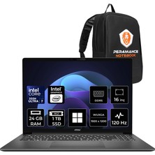 MSI Msı Modern 16S Aı+ Intel Core Ultra 7 355 24GB Ram 1tb SSD 16" Wuxga (1920X1200) 120Hz WIN11 Pro G3MG-048XTRP315 Taşınabilir Bilgisayar + Per4 Çanta