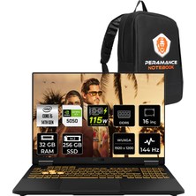 Asus Tuf Gaming F16 Intel Core I5 14450HX Rtx 5050 8gb 115W 32GB Ram 256GB SSD 16" Wuxga (1920X1200) 144Hz Freedos FX608JHI-TU231P319 Gaming Laptop + Per4 Çanta
