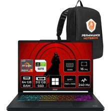 MSI Msı Crosshair A16 Hx Amd Ryzen 7 8840HX Rtx 5070 12GB 115W 64GB Ram 512GB SSD 16" Qhd+ (2560X1600) 240Hz WIN11 Home E8WGXK-058XTRYP398 Gaming Laptop + Per4 Çanta