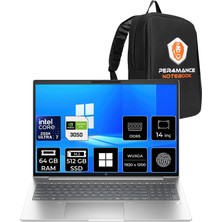 Hp Probook 4 G1I Intel Core Ultra 7 255H Rtx 3050 4gb 64GB Ram 512GB SSD 14" Wuxga (1920 x 1200) IPS WIN11 Pro D36KMETP338 Notebook + Per4 Çanta