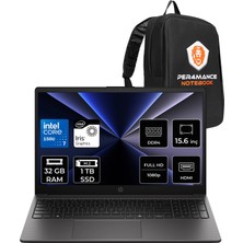 Hp 250R G10 Intel Core 7 150U 32GB Ram 1tb SSD 15.6" Fhd (1920X1080) IPS 60Hz Freedos D80HTETP333 Notebook + Per4 Çanta