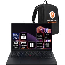 Lenovo Thinkpad E14 Gen 7 Intel Core Ultra 7 258V 32GB Ram 256GB SSD 14" Wuxga (1920X1200) IPS 60Hz WIN11 Pro 21U2005FTXP311 Notebook + Per4 Çanta