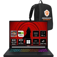 MSI Msı Crosshair A16 Hx Amd Ryzen 7 8840HX Rtx 5070 12GB 115W 48GB Ram 4tb + 4tb SSD 16" Qhd+ (2560X1600) 240Hz WIN11 Pro E8WGXK-058XTRYP456 Gaming Laptop + Per4 Çanta