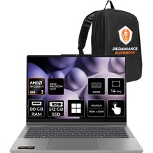 Lenovo Ideapad 5 2-In-1 14AGP11 Ryzen Aı 7 445 80GB Ram 512GB SSD 14" Touch Wuxga (1920X1200) IPS WIN11 Pro 83UH0049TRP344 Dokunmatik Taşınabilir Bilgisayar + Per4 Çanta