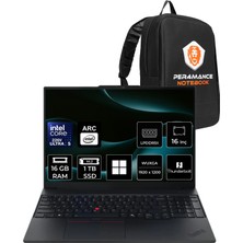 Lenovo Thinkpad E16 Gen 3 Intel Core Ultra 5 226V 16GB Ram 1tb SSD 16" Wuxga (1920X1200) IPS 300NITS WIN11 Pro 22AY0035TXP313 Notebook + Per4 Çanta