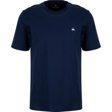 Brooks Brothers Lacivert Erkek Bisiklet Yaka Logo Baskılı T-Shirt BBSS26MTS005