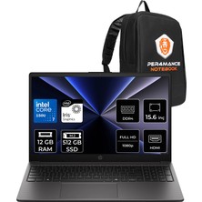 Hp 250R G10 Intel Core 7 150U 12GB Ram 512GB SSD 15.6" Fhd (1920X1080) IPS 60Hz Freedos D80HTETP308 Notebook + Per4 Çanta
