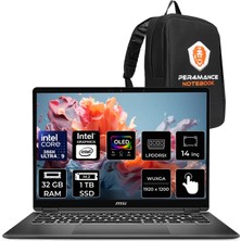 MSI Msı Prestıge 14 Flıp Aı+ Intel Core Ultra 9 386H 32GB Ram 1tb SSD 14" Wuxga (1920X1200) OLED Touch Freedos D3MTG-229XTRP303 Dokunmatik Notebook + Per4 Çanta