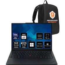 Lenovo Thinkpad E14 Gen 7 Intel Core Ultra 7 256V 16GB Ram 4tb SSD 14" Wuxga (1920X1200) IPS 300NITS WIN11 Home 21U2007NTXP310 Notebook + Per4 Çanta