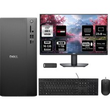 Dell Tower Essential QVT1260 Intel Core I3 14100 Rx 550 4gb 16GB Ram 1tb SSD 23.8" Fhd Freedos BTO001_QVT1260P662 Masaüstü Bilgisayar + Per4 USB Bellek