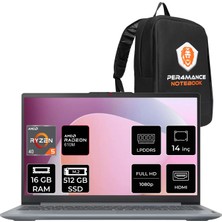 Lenovo Ideapad Slim 3 14AMN8 Amd Ryzen 5 40 16GB Ram 512GB SSD 14" Fhd (1920X1080) IPS 300NITS Freedos 82XN00DCTXP302 Notebook + Per4 Çanta