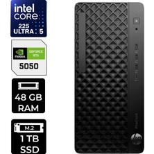 Hp Prodesk 4 Tower G1I Intel Core Ultra 5 225 Rtx 5050 8gb 48GB Ram 1tb SSD Freedos D36TQETP550 Masaüstü Bilgisayar + Per4 USB Bellek