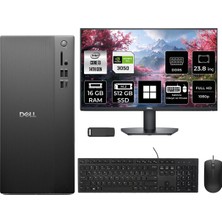 Dell Tower Essential QVT1260 Intel Core I3 14100 Rtx 3050 6gb 16GB Ram 512GB SSD 23.8" Fhd WIN11 Home BTO001_QVT1260P801 Masaüstü Bilgisayar + Per4 USB Bellek
