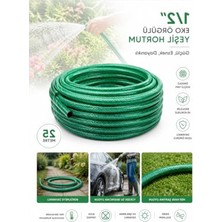Odea 25 Metre Uzunluğunda 1/2" Örgülü Bahçe Hortumu, Kırılmaz Yeşil