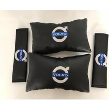 Xukey Volvo Nakışlı Deri Oto Boyun Yastığı ve Kemer Pedi