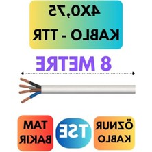 Odea Beyaz Renk 8 Metre Uzunlukta 4x0,75 Ttr Kablo