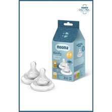 Mooma Kindy Silikon Biberon Emziği 2’li Paket 6–18 Ay (Orta Akış) – Antikolik Ventilli | Bpa & Bps Içermez