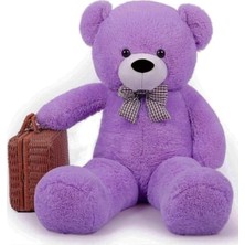 Odea Sevimli 80 cm Papyonlu Peluş Ayı - Lila Renkli Hediye