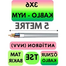 Odea Öznur 3x6 Nym Antigron Kablo, 5 Metre Uzunluk, Gri
