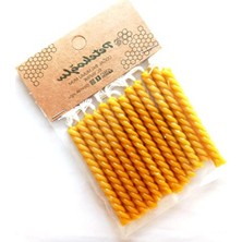 Odea El Yapımı Doğal Balmumu Mum Seti - 12 Adet, Küçük Pasta Mumları (Sarı)