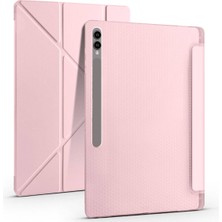 Galaxy Tab S10 Ultra Kılıf Sionel Tri Folding Kalem Bölmeli Standlı Kılıf-Rose Gold