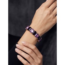Valmont Accessories Kadın Altın Renk Mor Baget Taşlı Bileklik