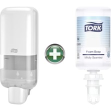 Tork S4 Beyaz Sabun ve Dezenfektan Dispenseri 564500 + 1 L Premium Köpük Sabun 520501 Hediyeli