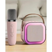 Odea Mini Kablosuz Bluetooth Karaoke Hoparlör Kareoke Makinesi Çocuklar Için Evde Karaoke Seti (Pembe)