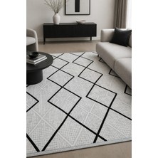 Cinka Home Vera Krem Vizon Siyah Modern Salon Oturma Odası Halısı Özel Ölçü Robot Süpürge Uyumlu Kolay Temizlen