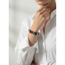 Valmont Accessories Kadın Altın Renk Renkli Baget Taşlı Bileklik