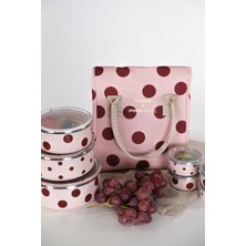Emaylabxpeppythings Cherry 3’lü Set – Pembe Emaye Saklama Kabı ve Termal Taşıma Çantası 10 Litre