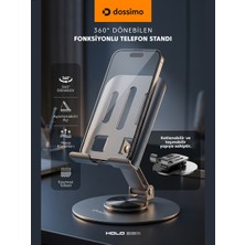Dossimo Hold 360 Metal Dönebilen Ayarlanabilir Kaymaz Tabanlı Taşınabilir Katlanabilir Telefon ve Tablet Tutucu