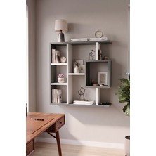 Reyo Enda Home Yegane Duvar Rafı, Duvar Kitaplığı, Dekoratif Kitaplık, Modern Kitaplık, Zeminde Veya Duvarda Kullanıma Uygun Beyaz - Antrasit